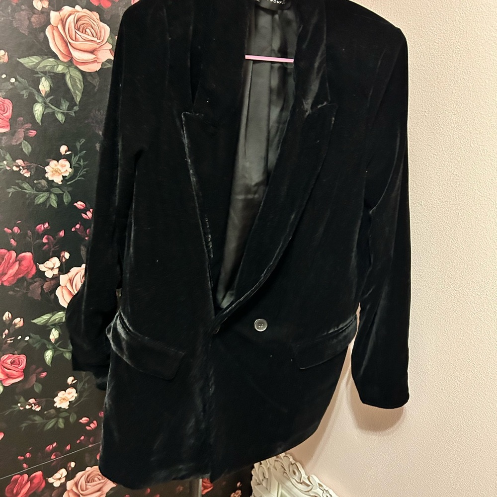 Zara Black Velvet Suit Jacket